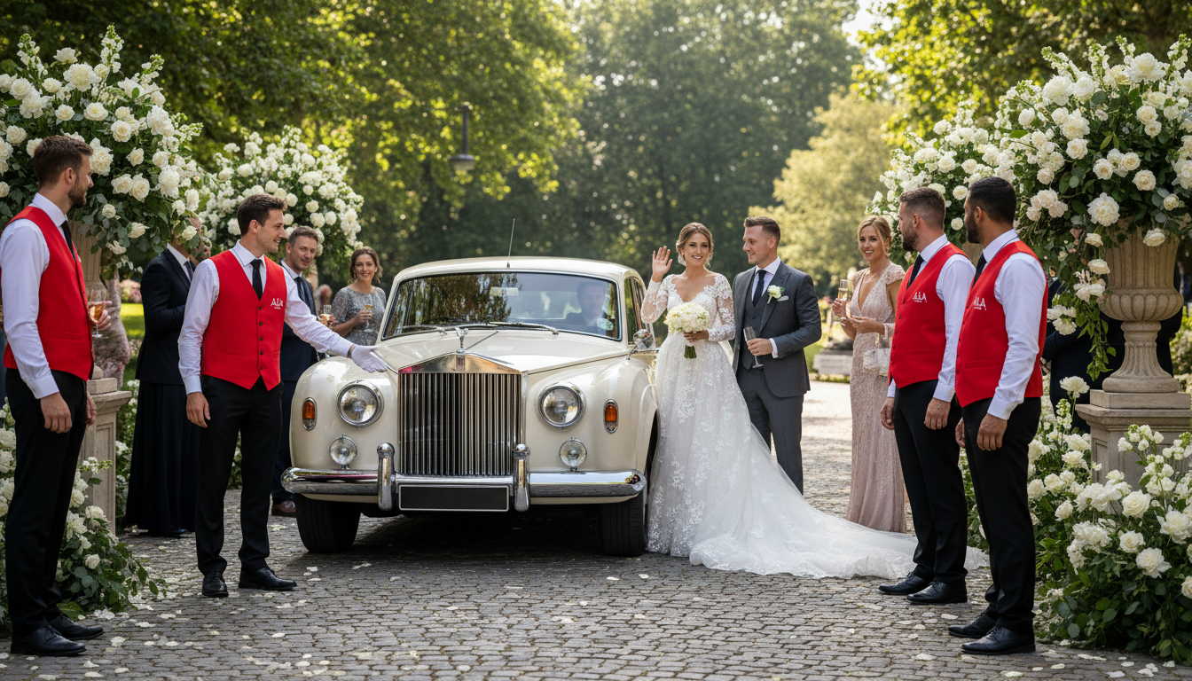 Luxury event valet parking service by A&A Parking Services at a Los Angeles wedding